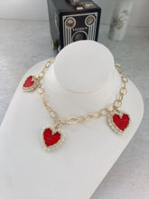 Load image into Gallery viewer, Bright red quilled heart necklace
