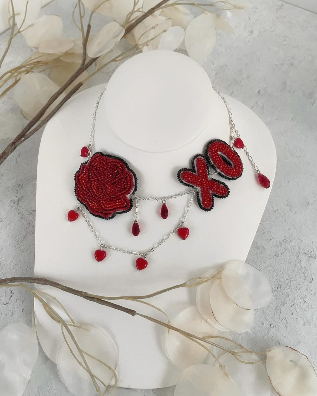 Red XO Rose Necklace