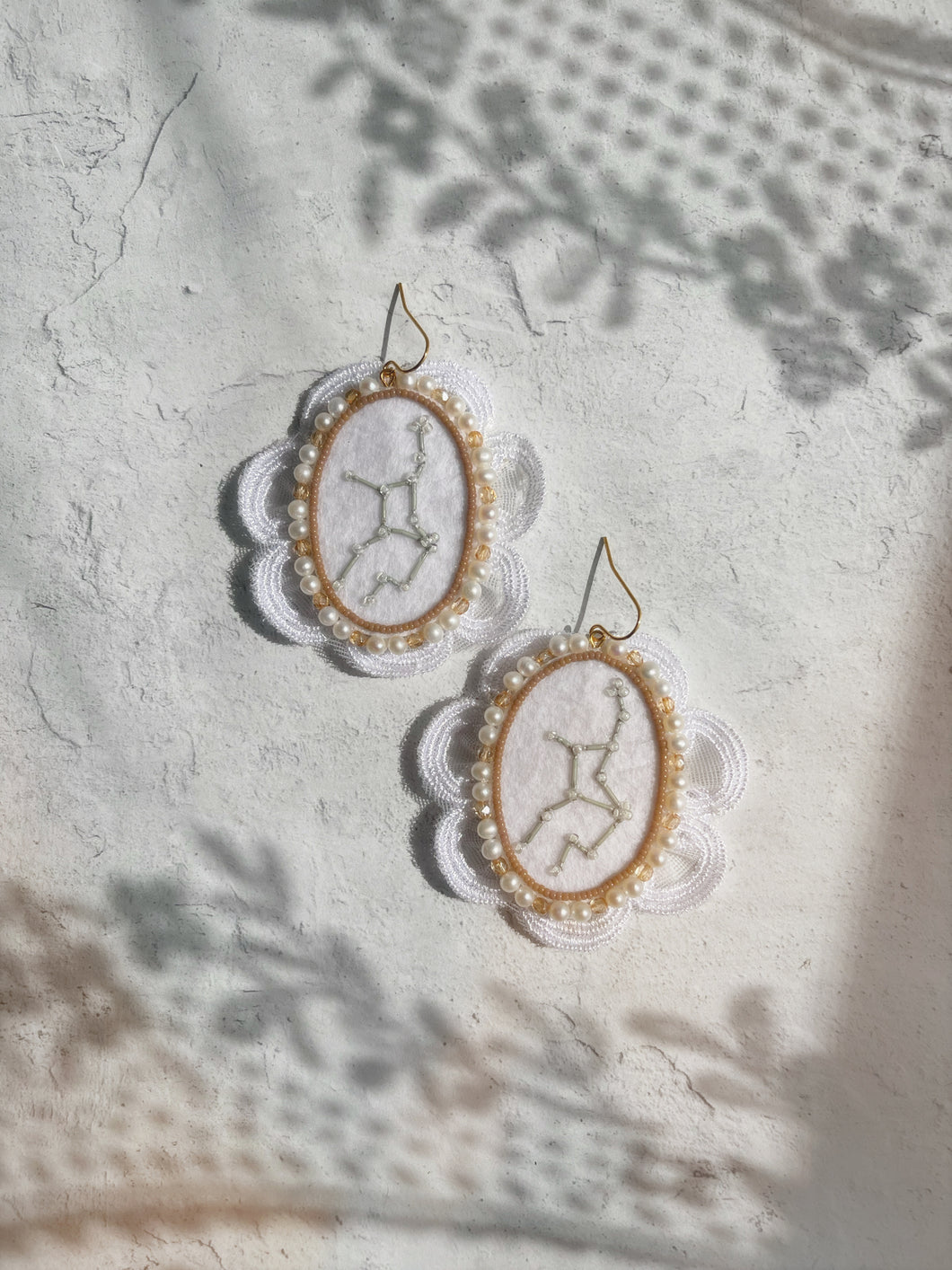 Green constellation virgo earrings
