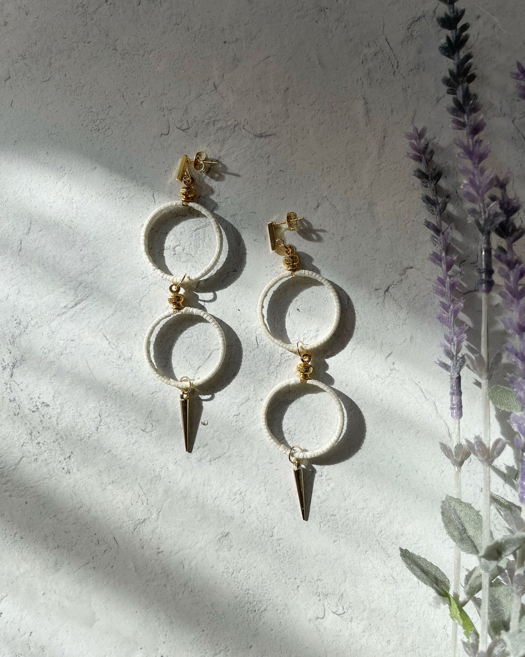 White quilled 2 tier hoops