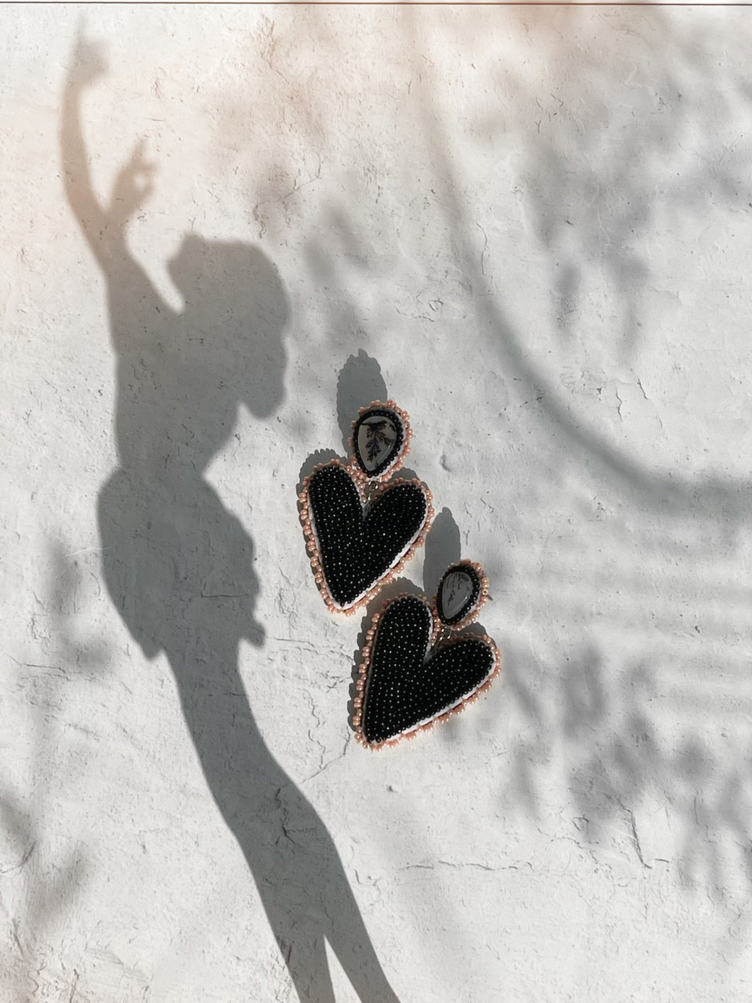 Black heart earrings