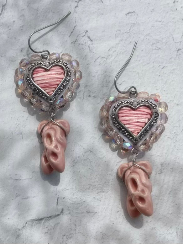 Pink quilled hearts with ballet slippers