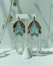 Load image into Gallery viewer, Dentalium and Floral Double Quilled Earrings
